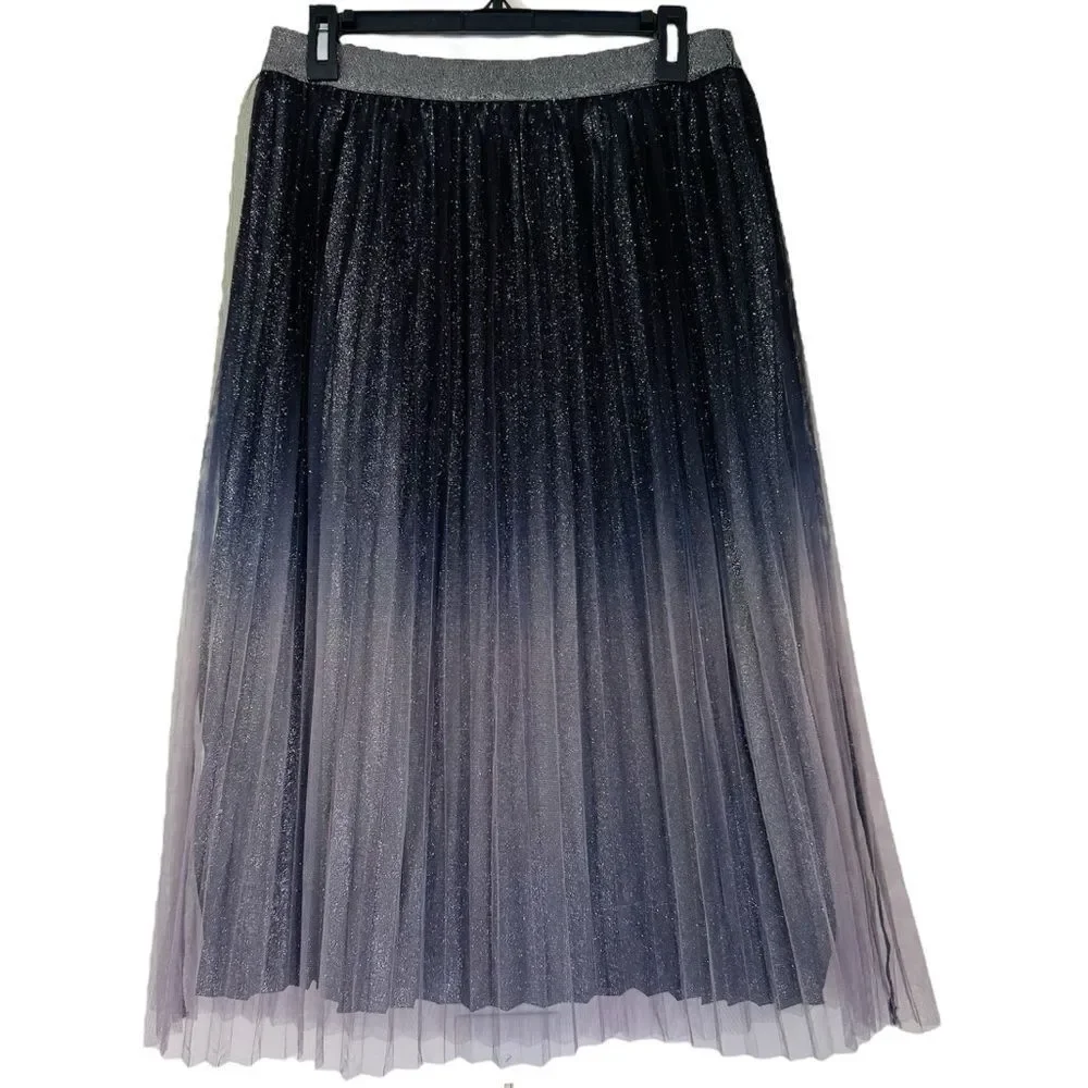 ICHI Nilpa Glitter Ombre Pleated Skirt Size Medium